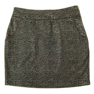 Twenty One Women's size Medium Stretch Mini Skirt Side Pockets Black Cheeta